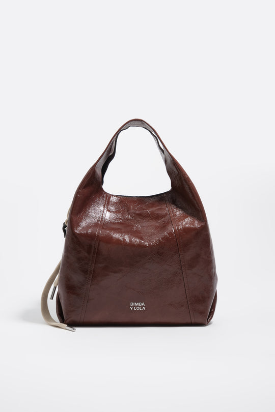 Medium mocha leather Paper bag