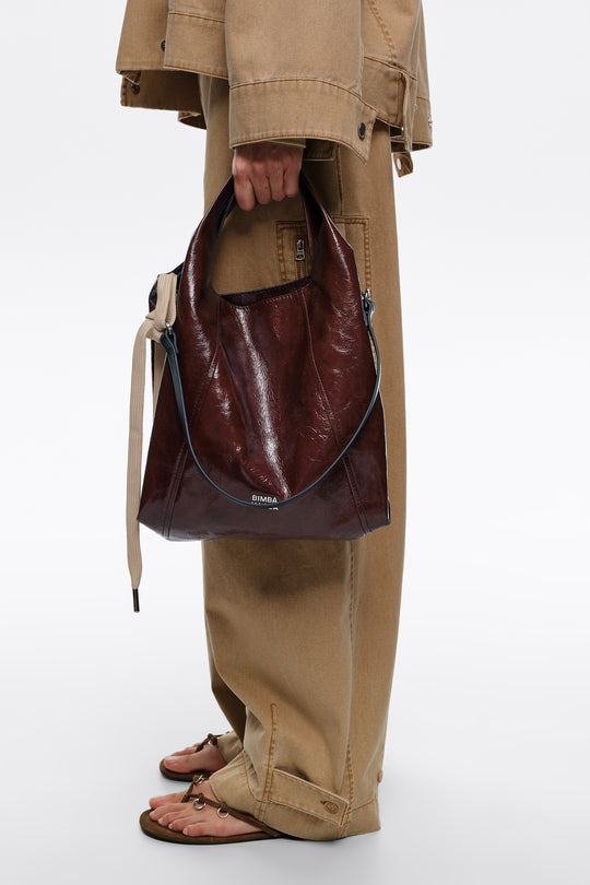 Medium mocha leather Paper bag