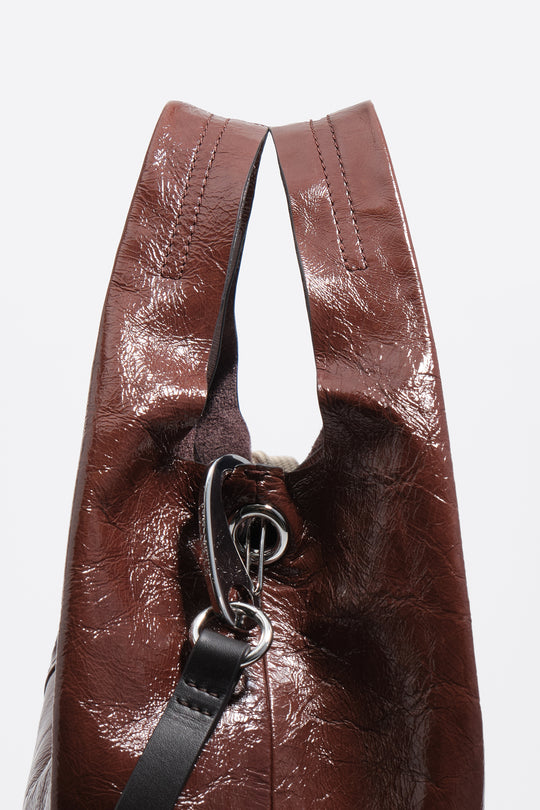 Medium mocha leather Paper bag