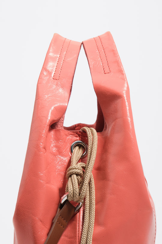 Medium coral leather Paper crossbody bag