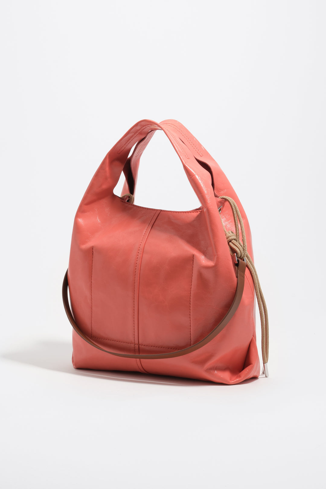 Medium coral leather Paper crossbody bag