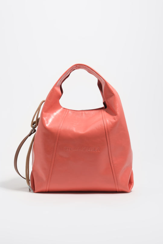 Medium coral leather Paper crossbody bag