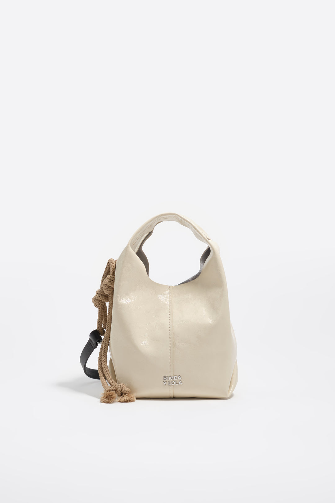 Cream leather mini Paper bag