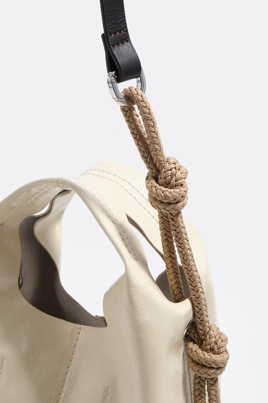 Cream leather mini Paper bag
