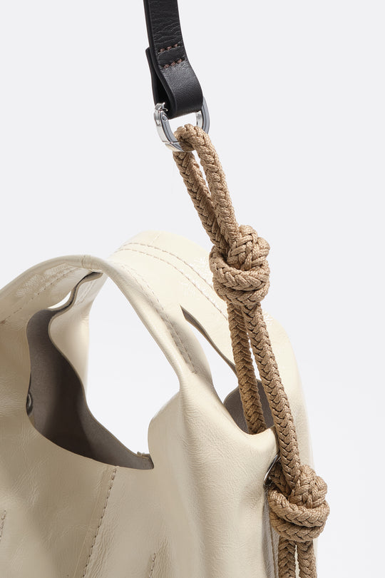 Cream leather mini Paper bag