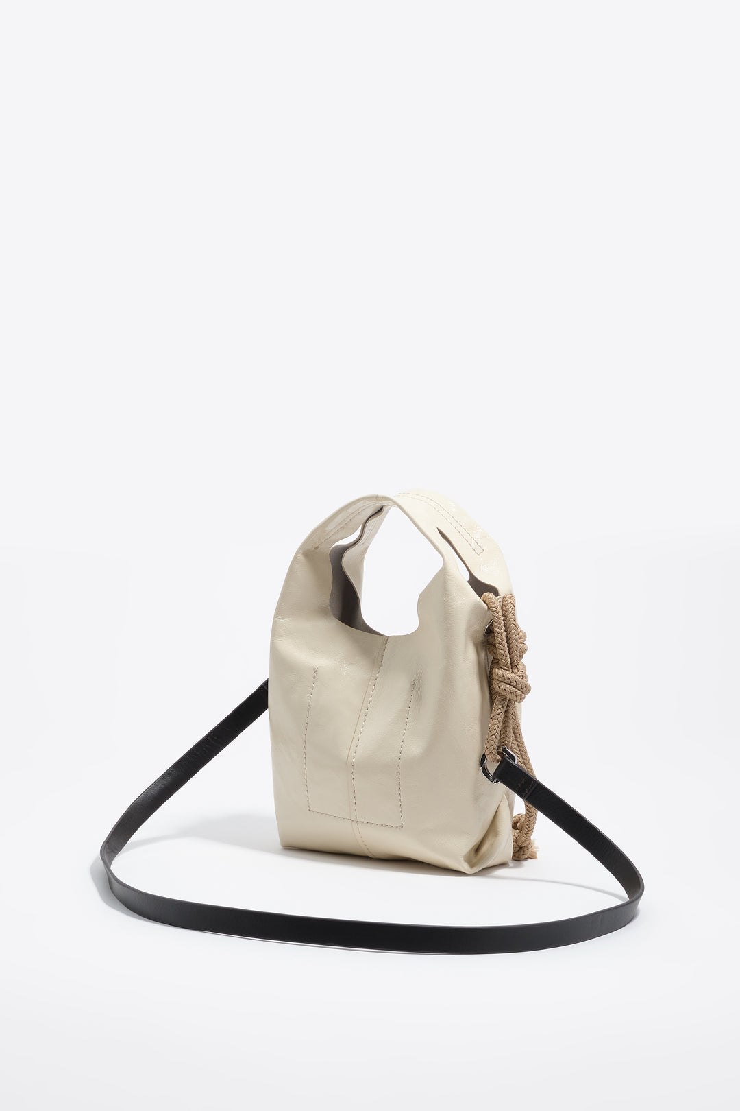 Cream leather mini Paper bag