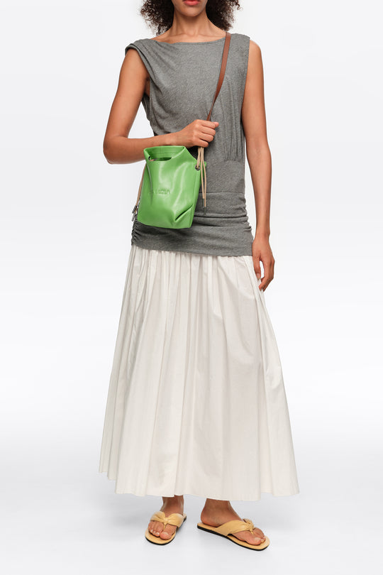 Mini emerald leather Paper crossbody bag