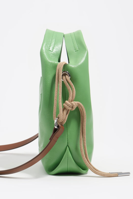 Mini emerald leather Paper crossbody bag