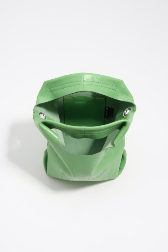 Mini emerald leather Paper crossbody bag