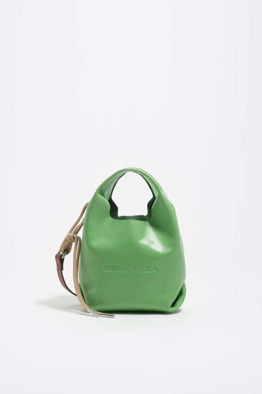 Mini emerald leather Paper crossbody bag
