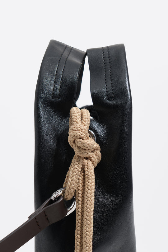 Black leather mini Paper bag