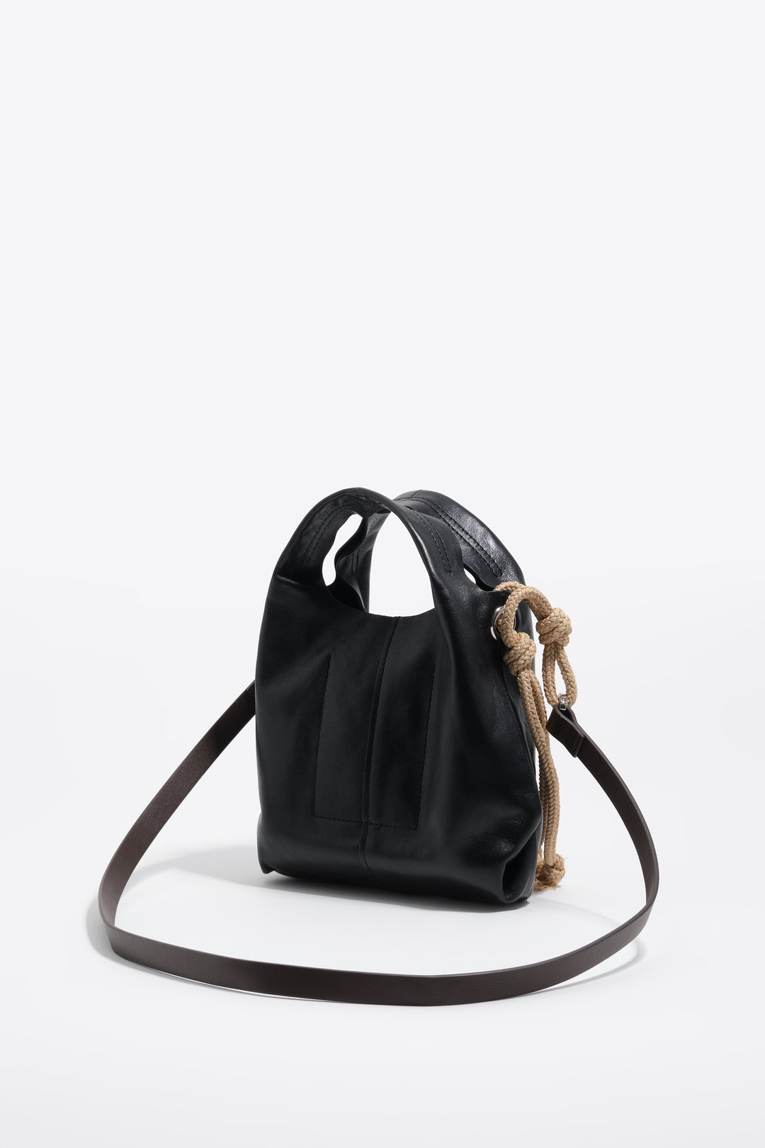 Black leather mini Paper bag