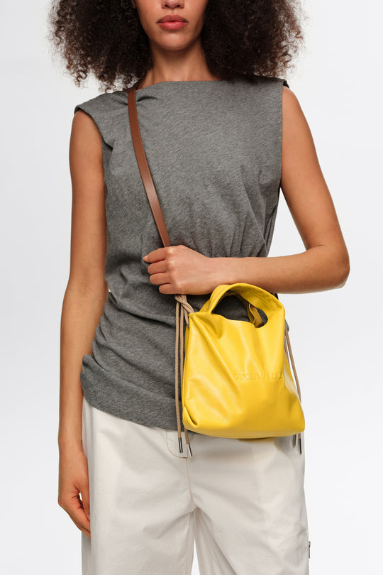 Mini yellow leather Paper crossbody bag