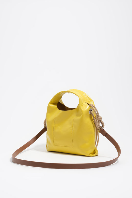 Mini yellow leather Paper crossbody bag