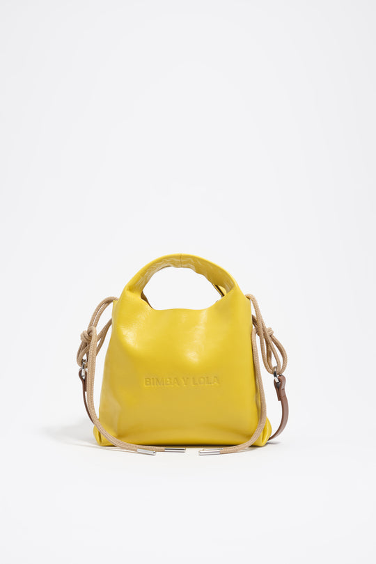 Mini yellow leather Paper crossbody bag