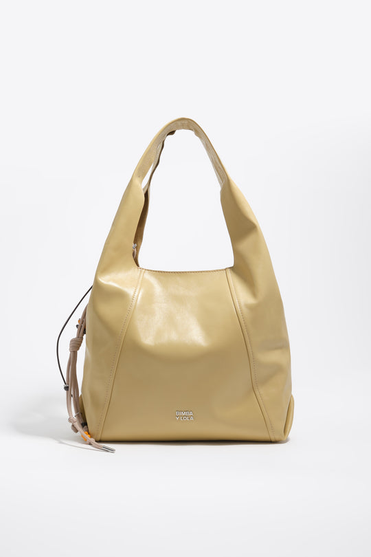 Large oatmeal leather Paper shoulder bag