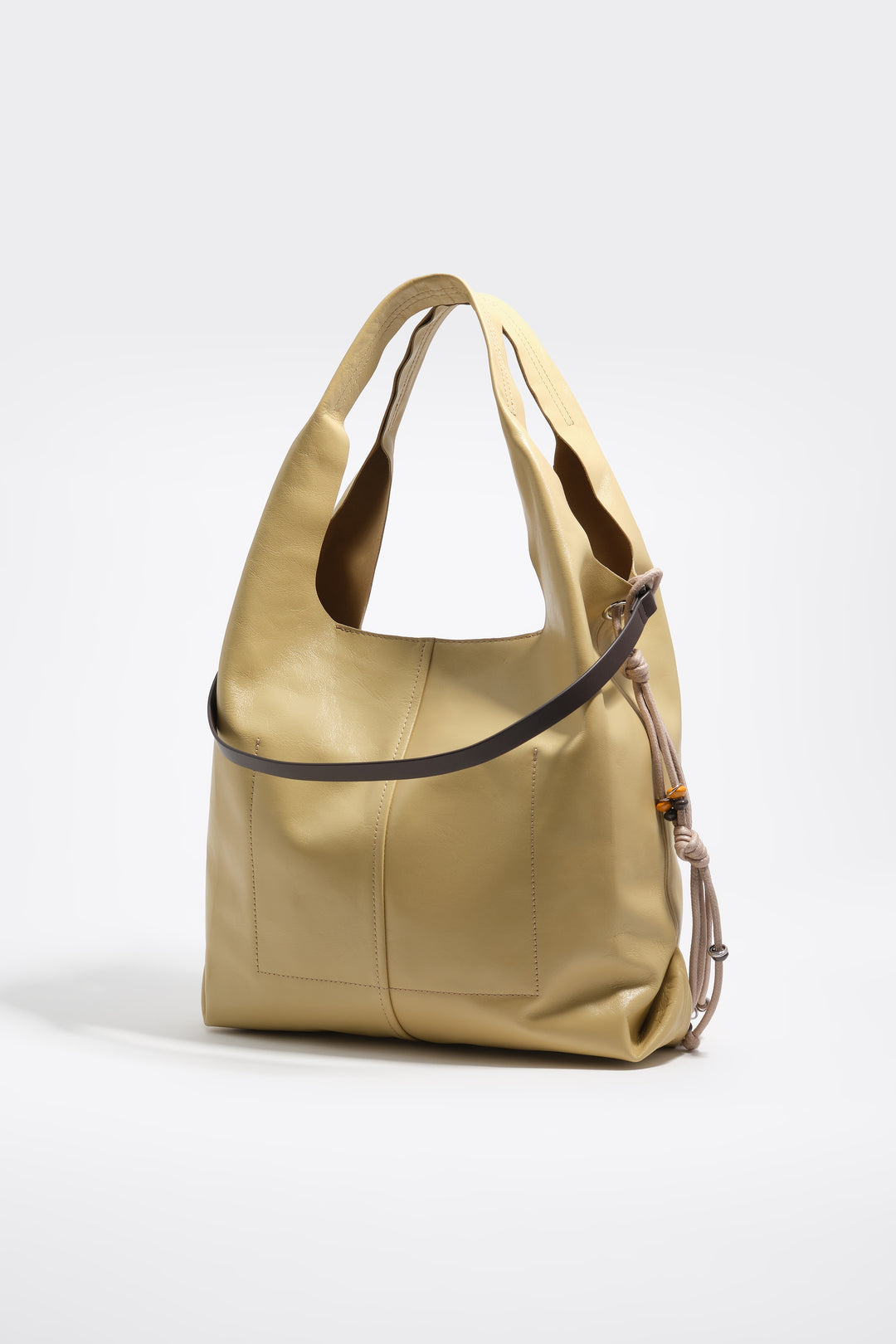 Large oatmeal leather Paper shoulder bag