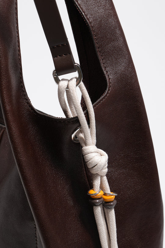 Large coffee leather Paper shoulder bag