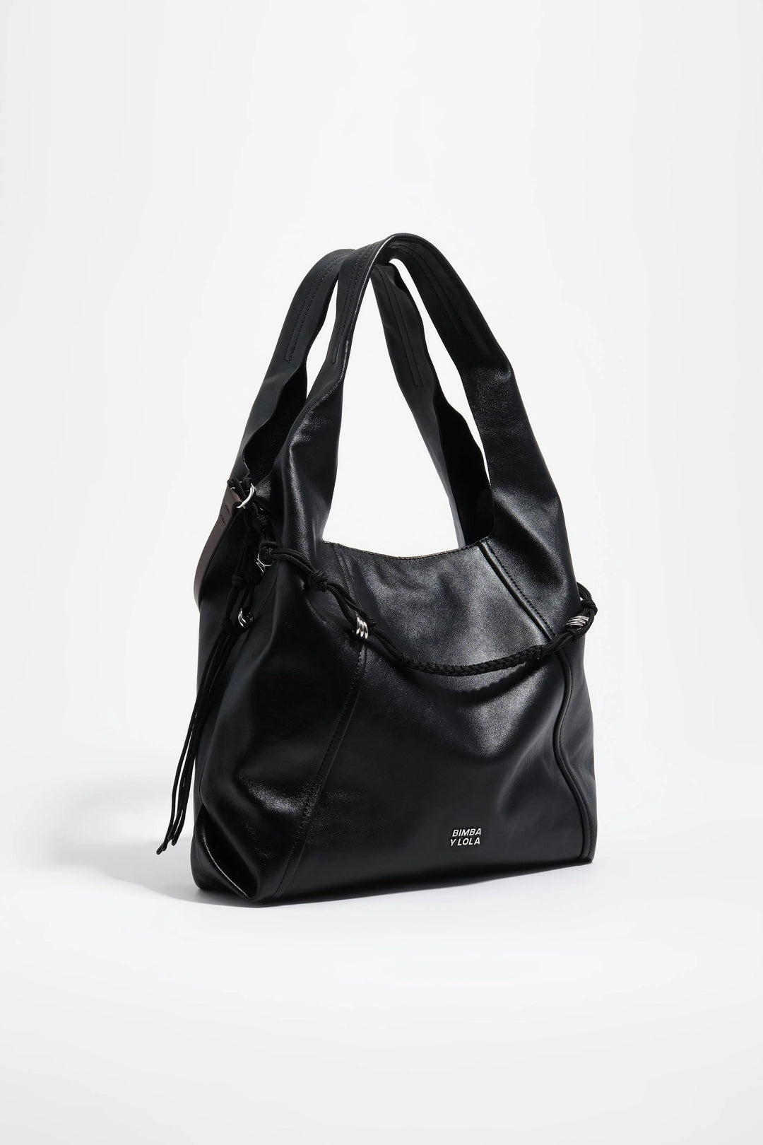 Large black leather Paper shoulder bag