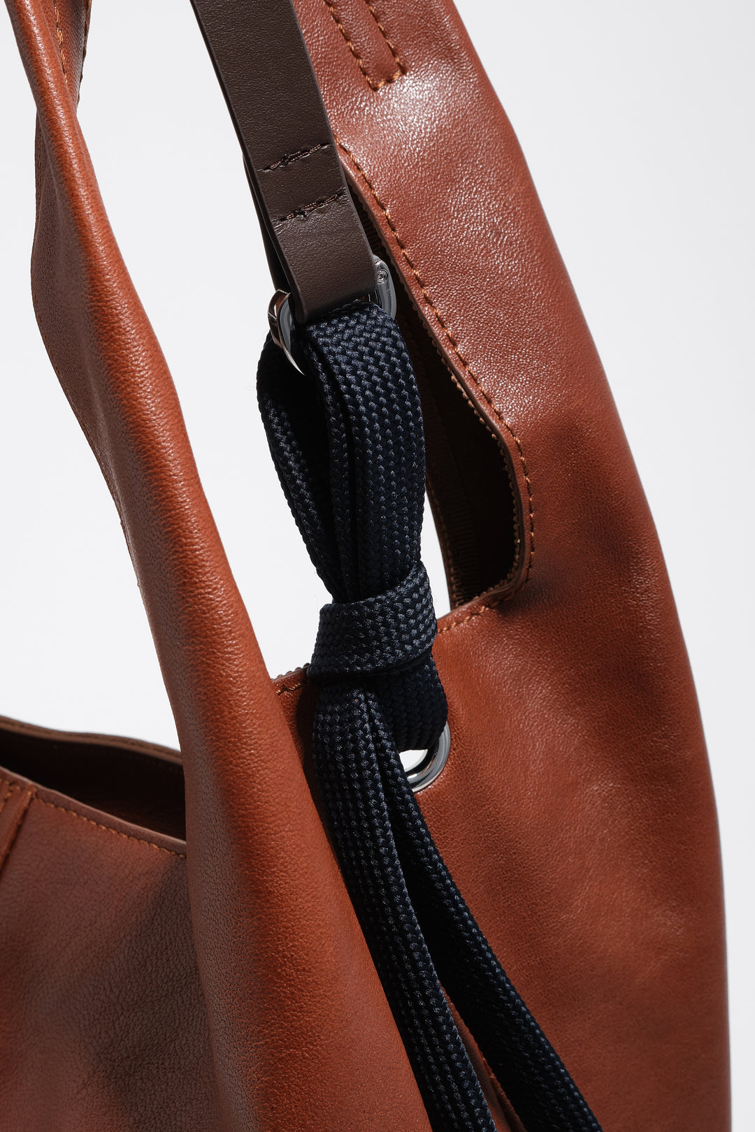 Large dark tan leather Paper bag