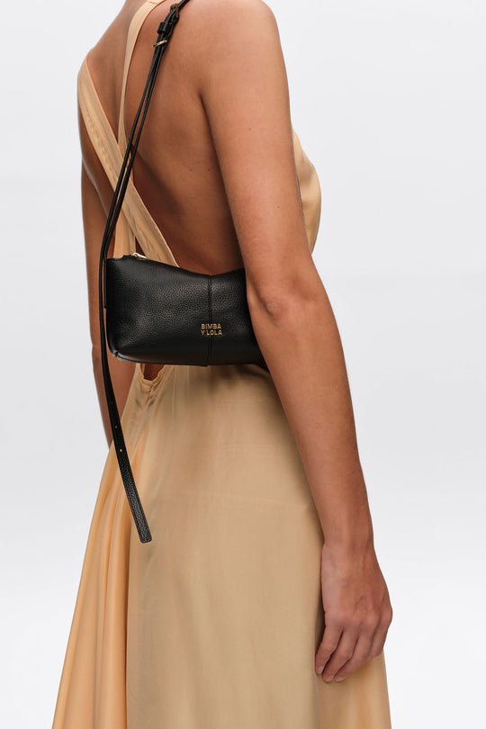 Mini black leather bag