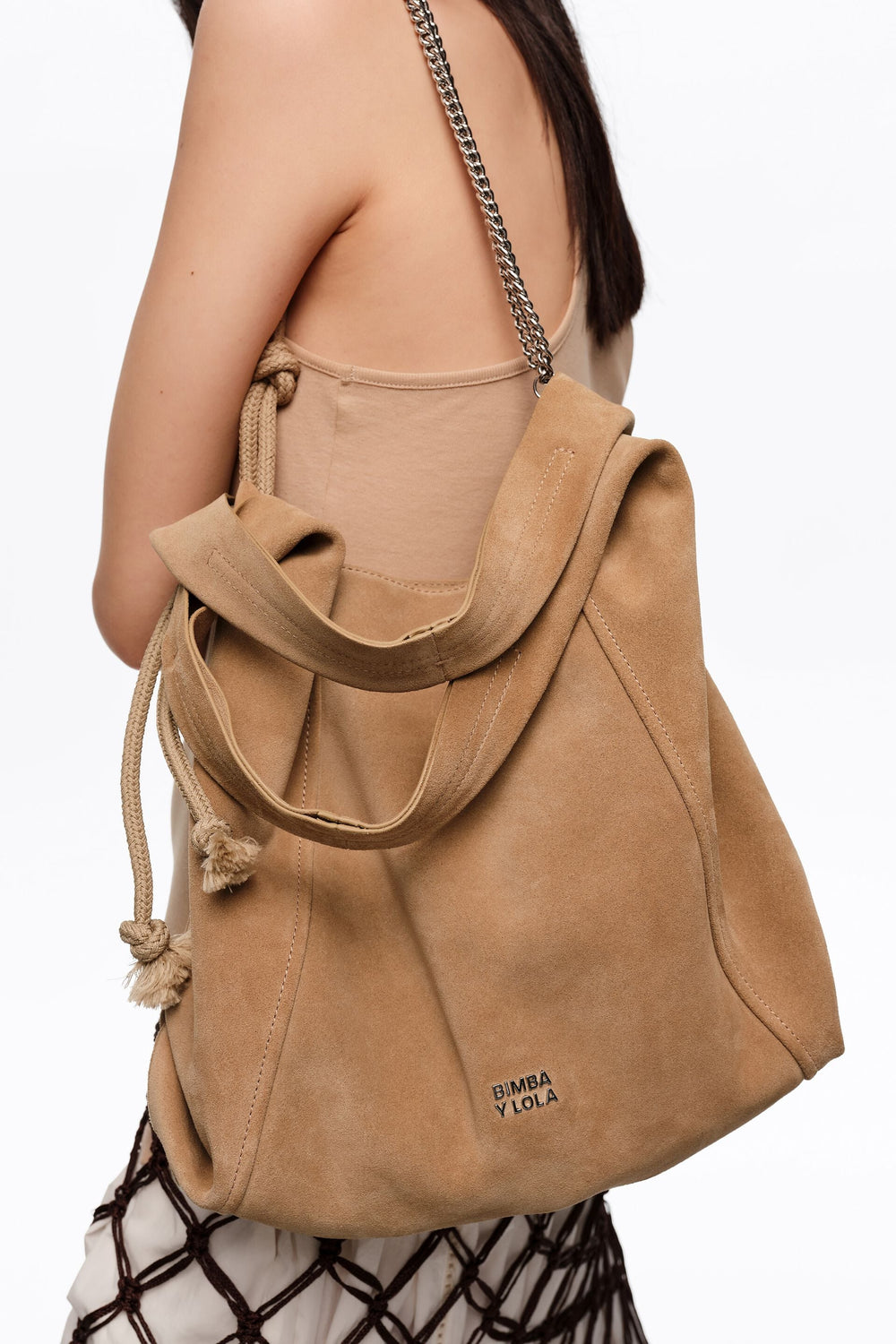 Large natural leather Paper bag