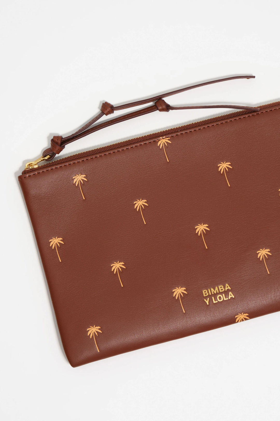 Large walnut leather Palms make-up case