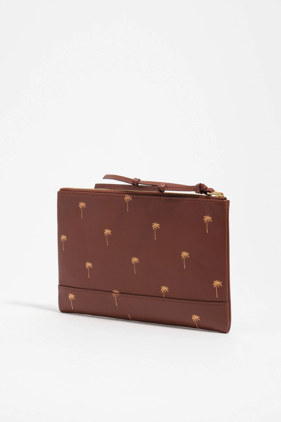Large walnut leather Palms make-up case