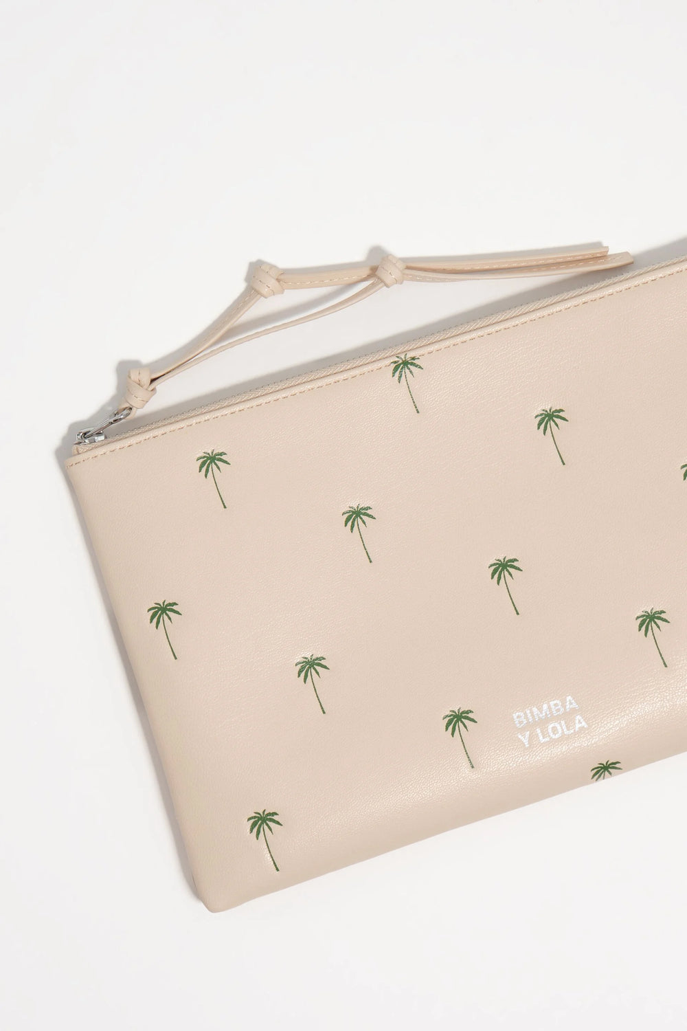 Large sand leather Palms make-up case