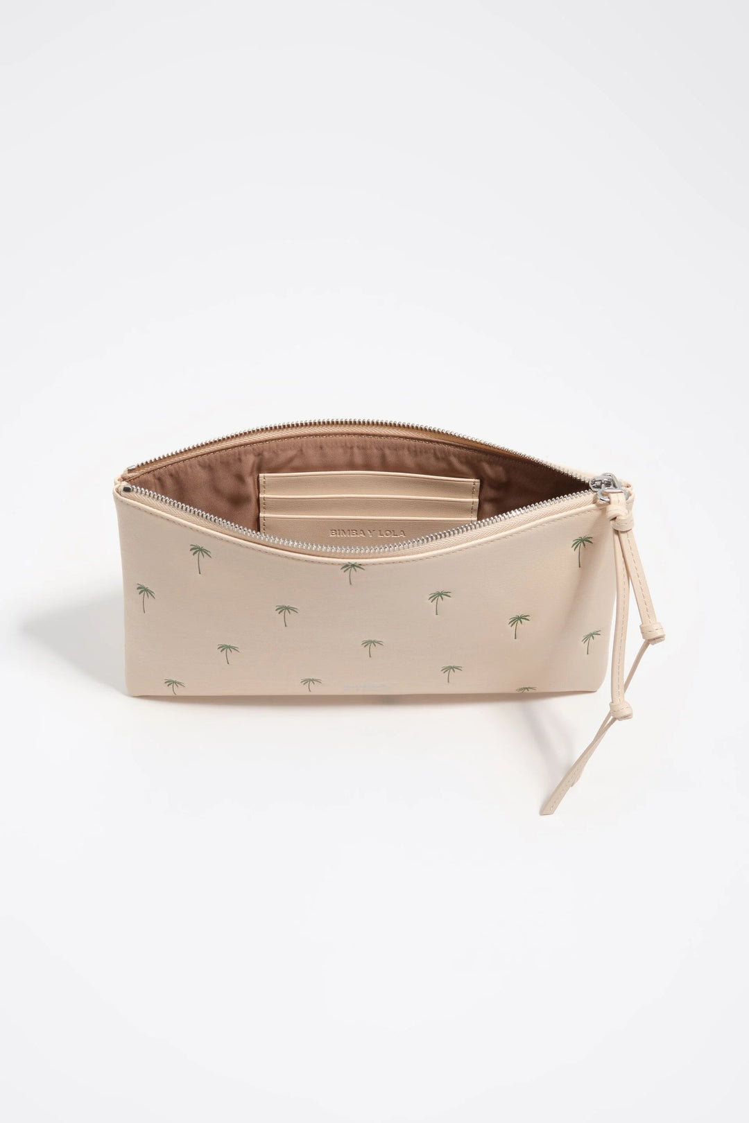 Large sand leather Palms make-up case
