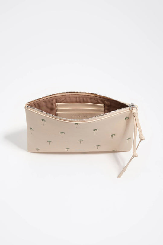 Large sand leather Palms make-up case