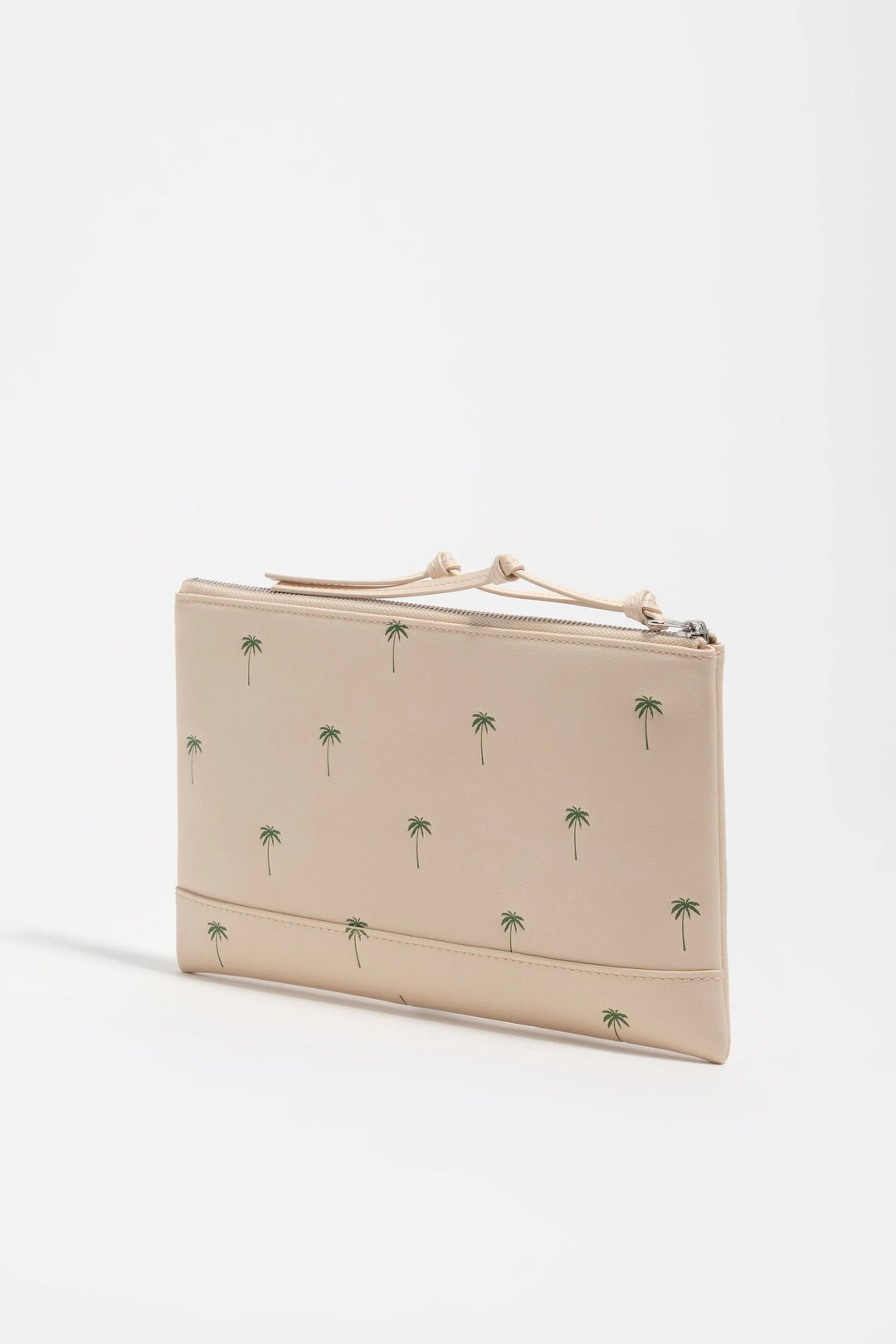 Large sand leather Palms make-up case