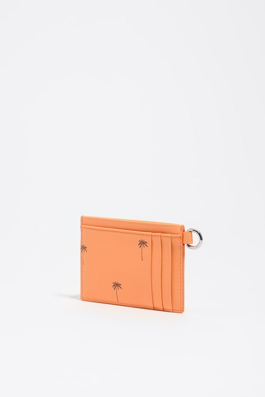 Small orange sorbet leather Palms card holder