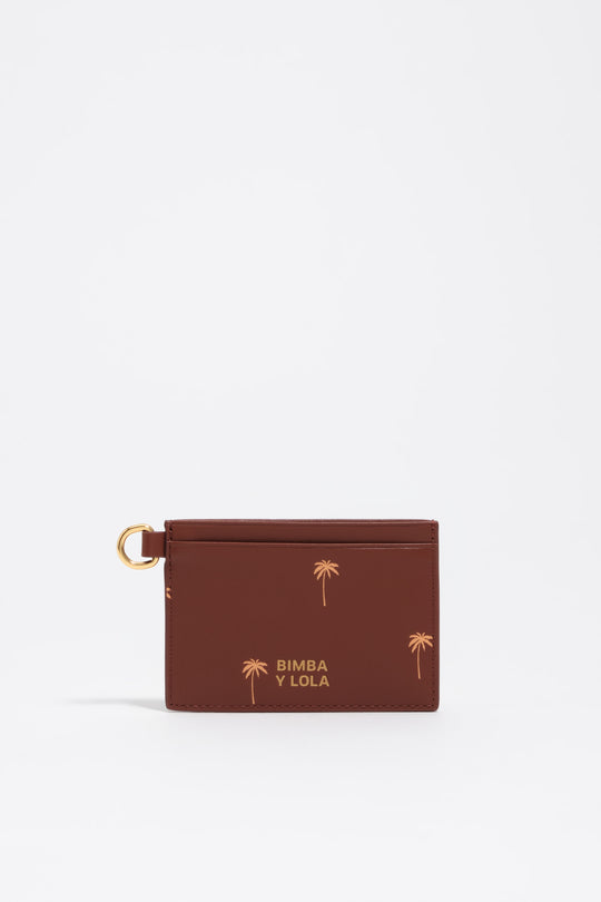Small sand leather Palms card holder
