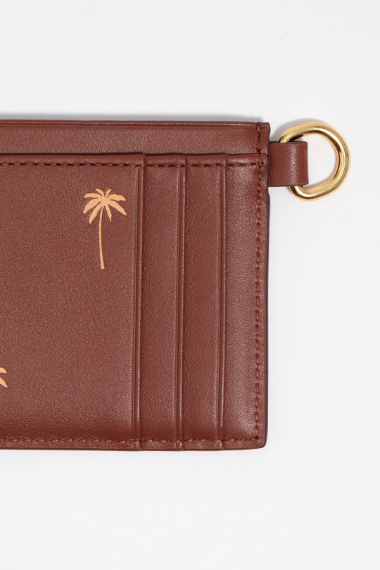 Small sand leather Palms card holder