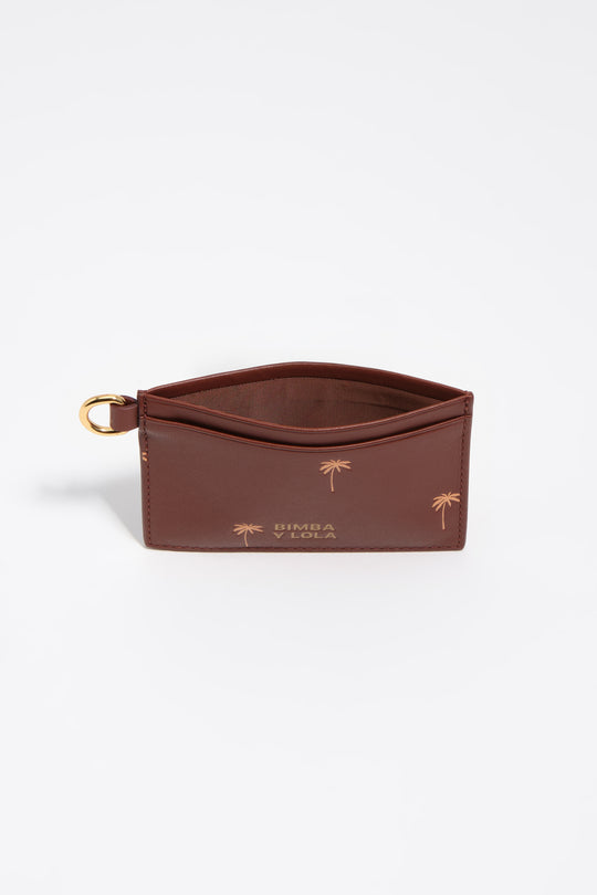 Small sand leather Palms card holder
