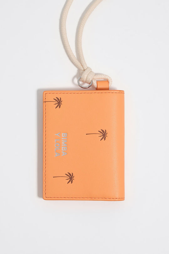 Small orange sorbet leather Palms card holder