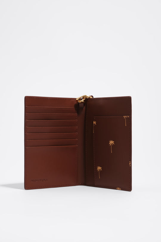 Walnut leather passport cover
