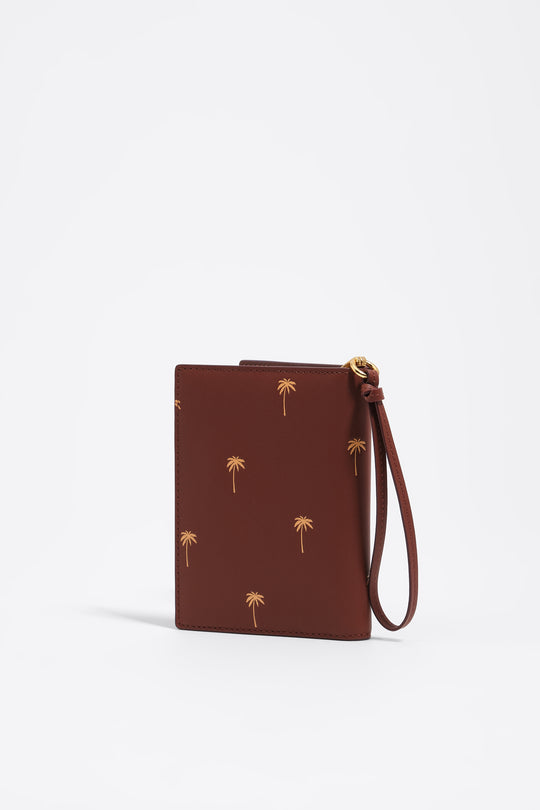Walnut leather passport cover