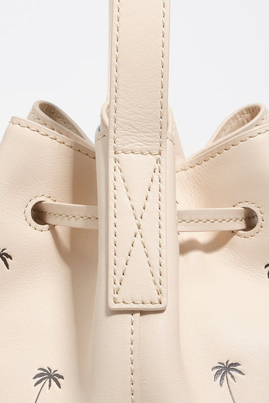 Large Palms sand leather Carlino bucket bag