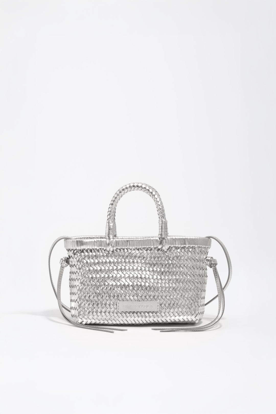 Silver plaited leather mini bag