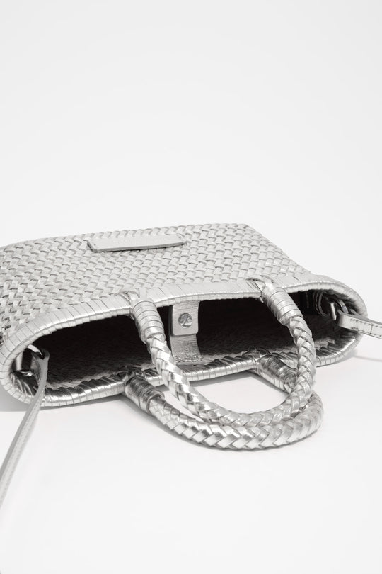Silver plaited leather mini bag