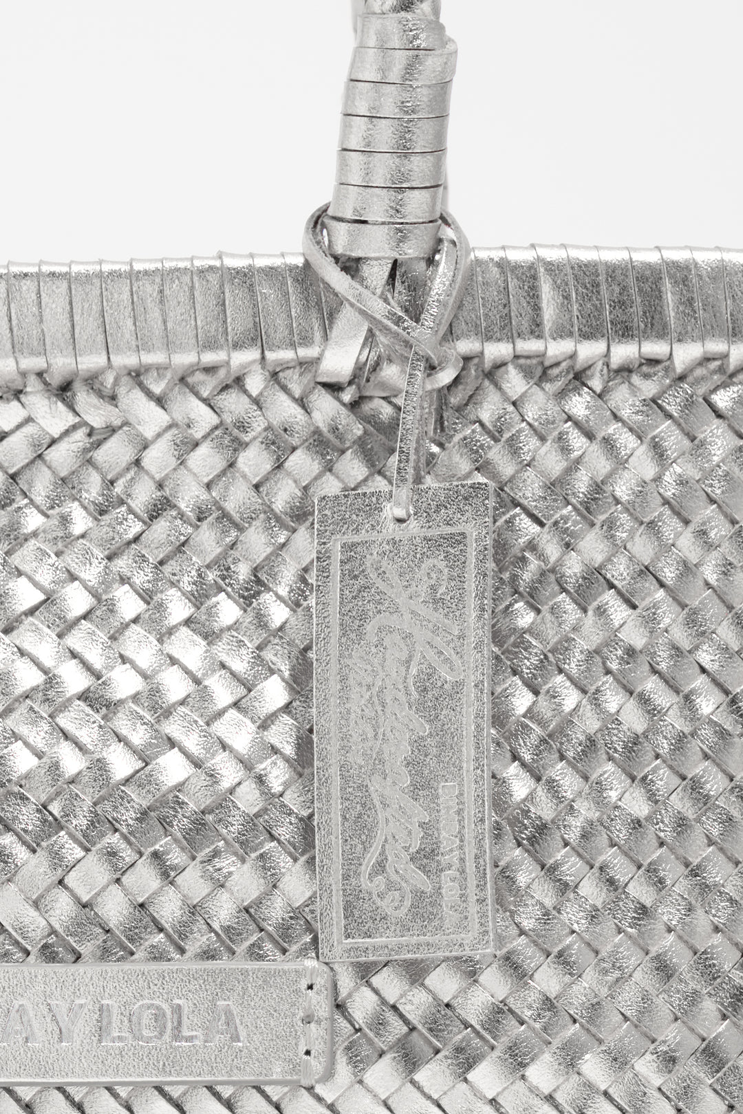 Silver plaited leather mini bag