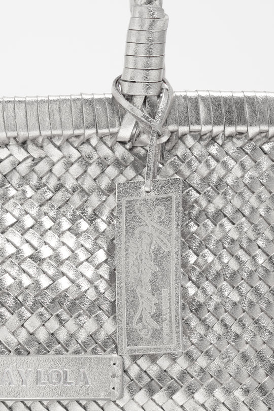 Silver plaited leather mini bag