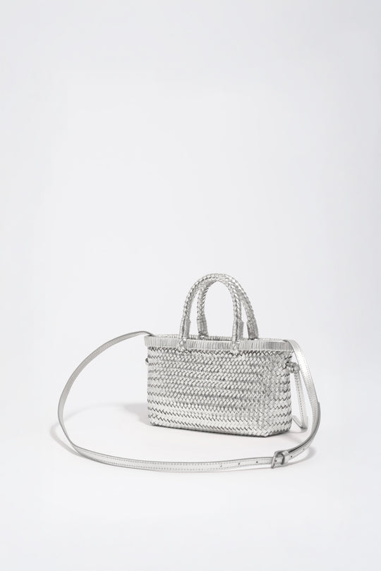 Silver plaited leather mini bag