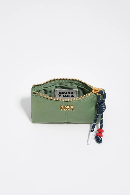 Green nylon coin purse