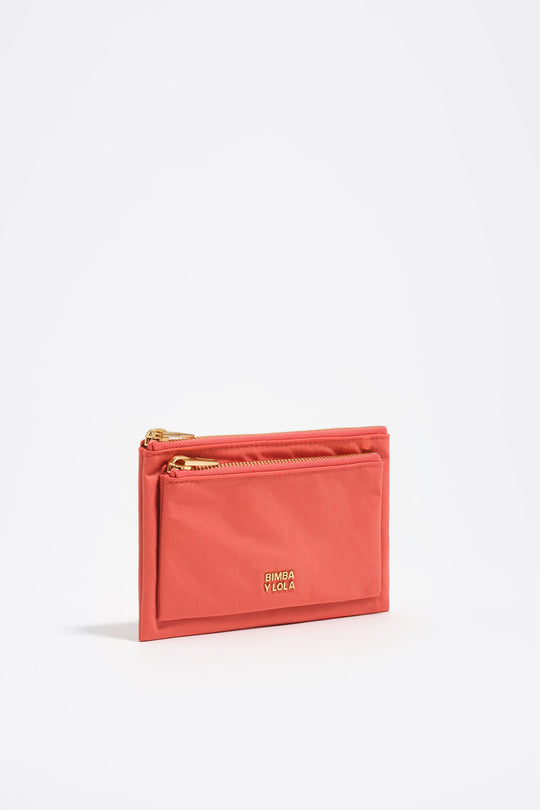 Coral nylon Pocket purse