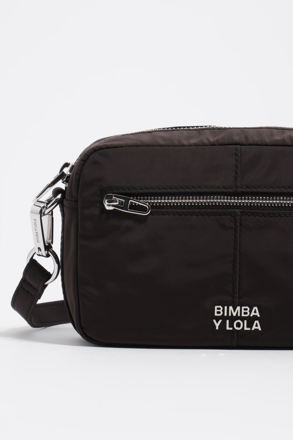Charcoal nylon mini crossbody bag
