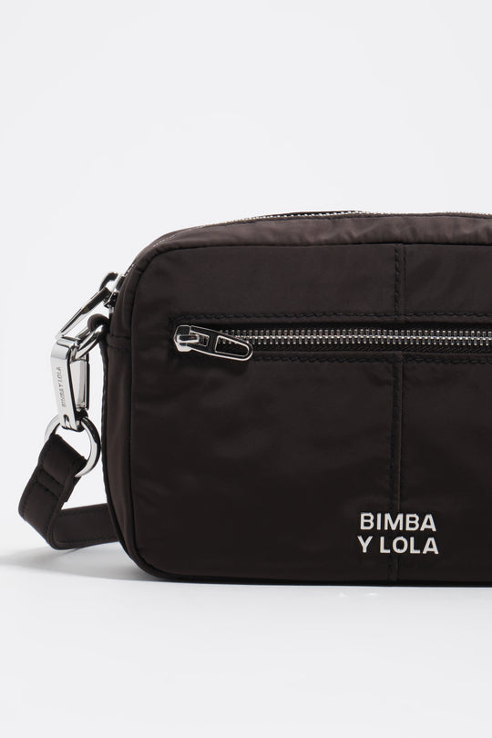 Charcoal nylon mini crossbody bag