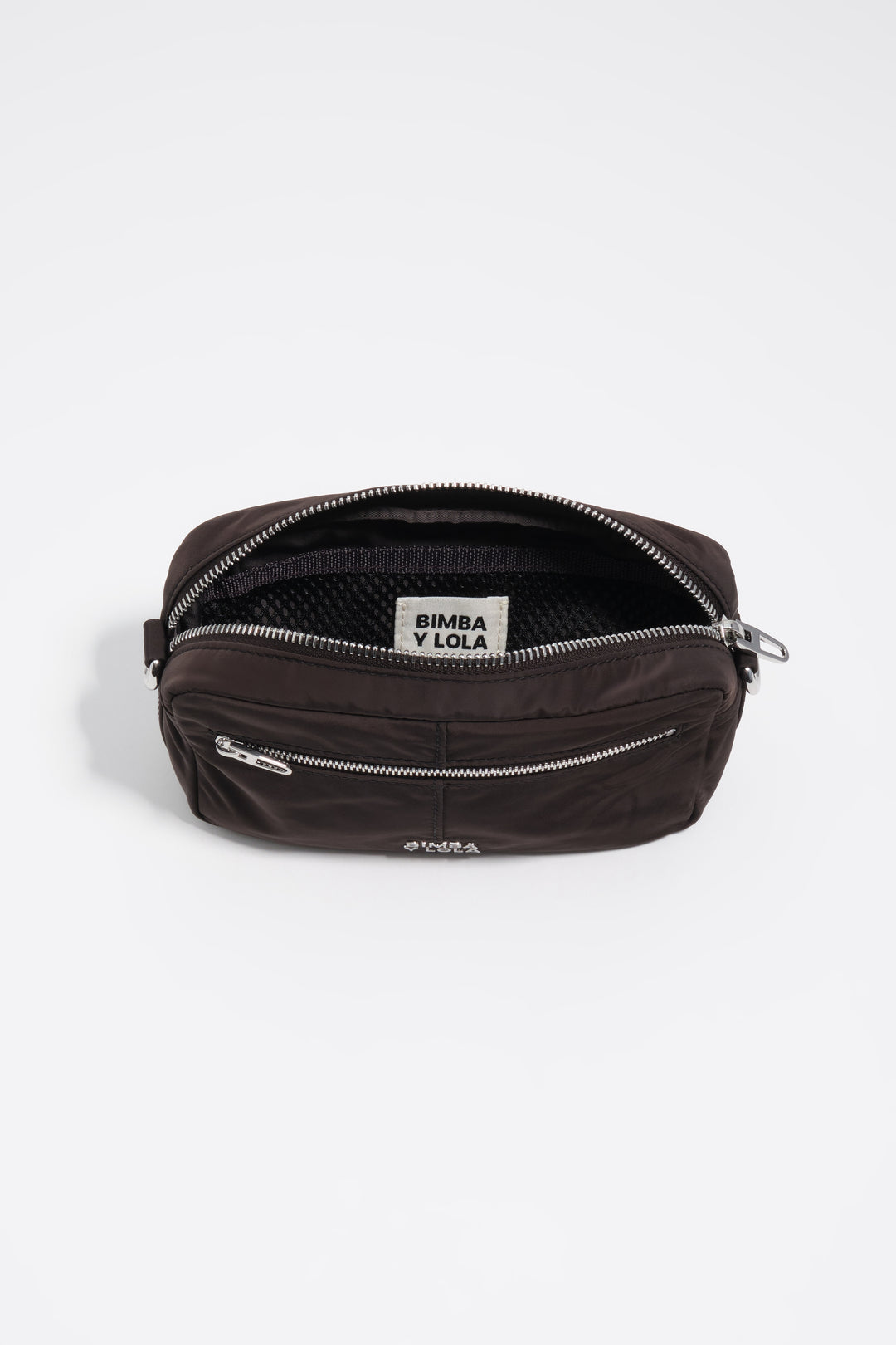Charcoal nylon mini crossbody bag